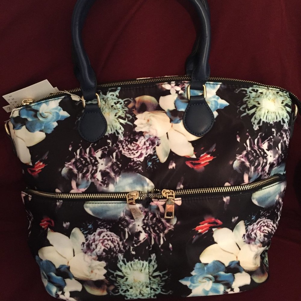 ISABELLE WOMEN'S  VEGAN FLOWERS HANDBAG LONG ADJUSTABLE STRAP NEW